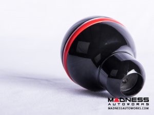 FIAT 500 Gear Shift Knob - Black Italy  - Carbon Fiber Top/ Black Base and Red Side Stripe